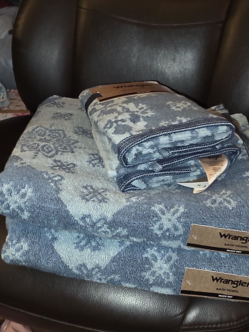 Wrangler Blue Patterned Bath Towels - Set